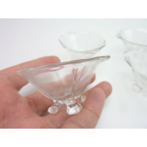 Vintage Salt Cellar Dipping Bowls Footed Small Dishes Glass - Picture 4 of 5